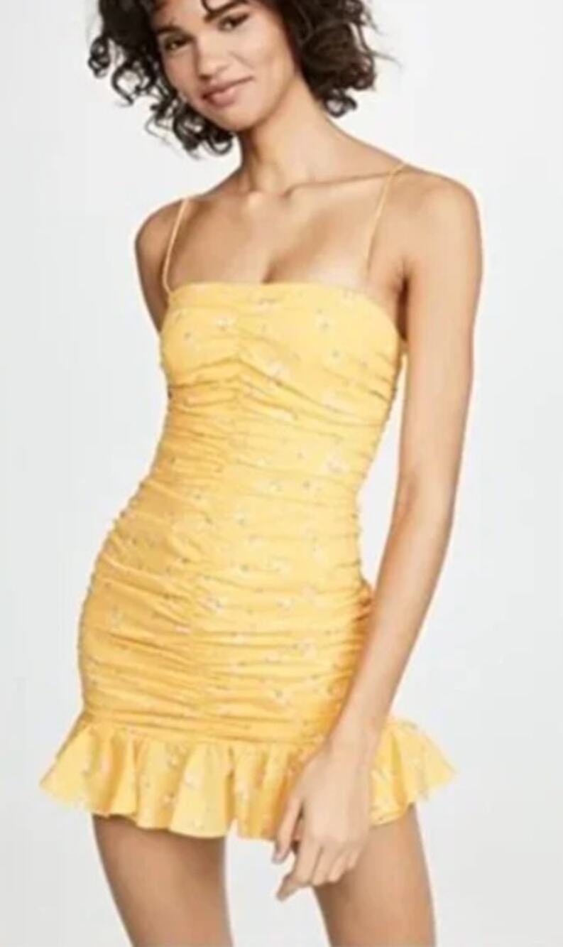 BEC + BRIDGE Marigold Fields Mini Floral Ruched Dress Womens US 4